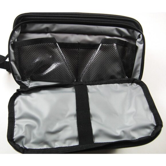 Mens Toiletry Bag with Zippers Canvas Case Organizer Portable Travel Black Kit - Picture 9 of 10